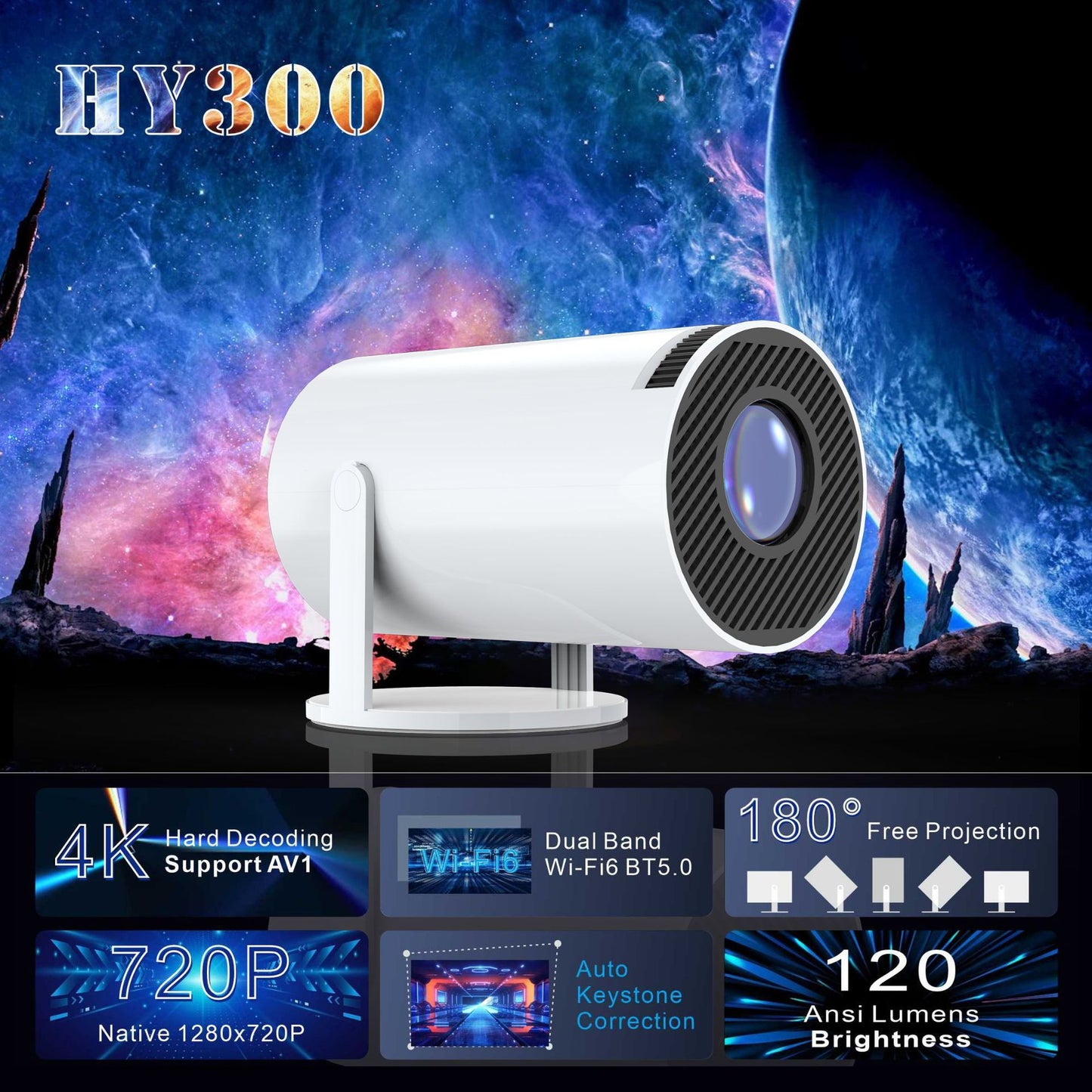 LuxVyx HY300Pro Ultra HD 4K Projector